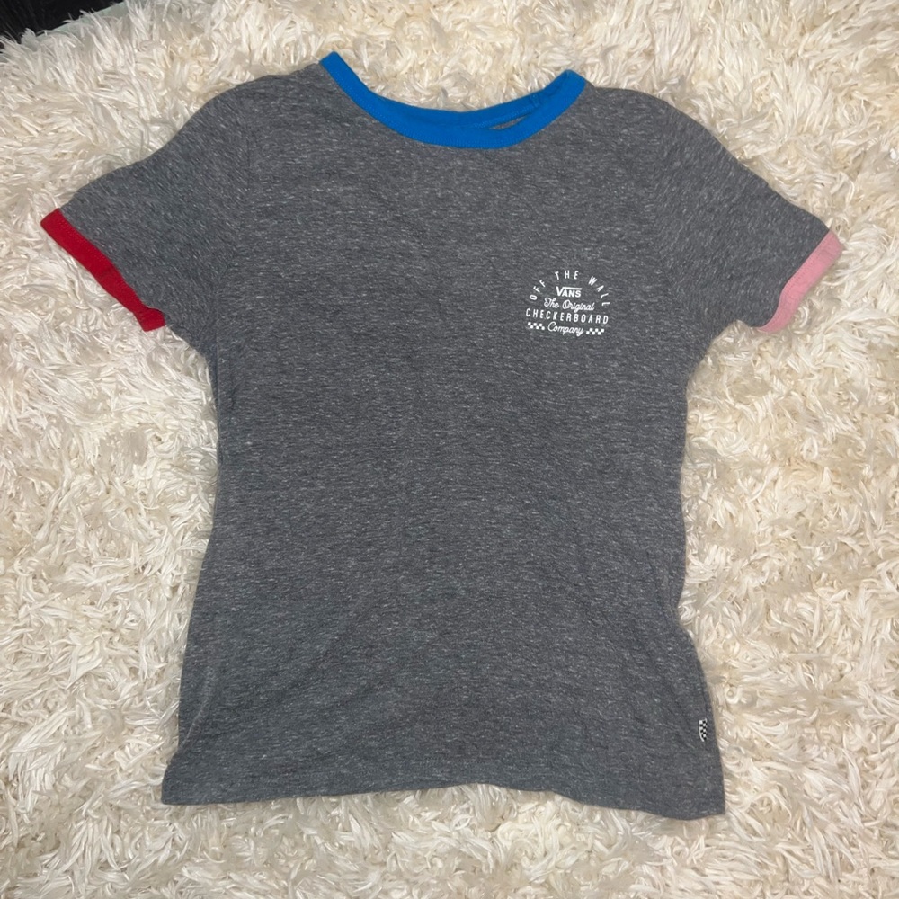 Vans Heather Gray Tee with Blue and Red Details